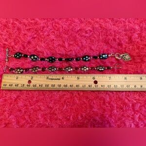 Black and deep purple Beaded bracelet set of two